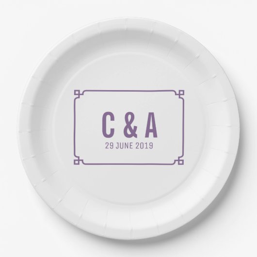 Assiettes En Carton Mariage chic violet déco (Devant)