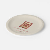 Assiettes En Carton Mariage chinois à double bonheur (Angle)