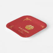 Assiettes En Carton Mariage chinois cadre doré double xi (Angulaire)