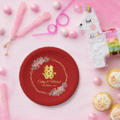 Assiettes En Carton Mariage chinois de couronnes géométriques en or ro (Fête)
