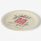Assiettes En Carton Mariage chinois moderne Double Bonheur (Angle)