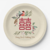 Assiettes En Carton Mariage chinois moderne Double Bonheur (Devant)