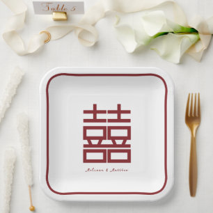 Assiettes En Carton Mariage chinois moderne Red Double Happy