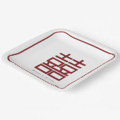 Assiettes En Carton Mariage chinois moderne Red Double Happy (Angulaire)