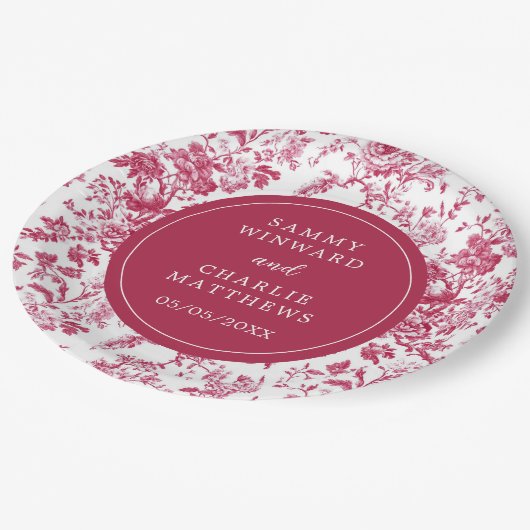 Assiettes En Carton Mariage chinois rose antique (Angle)