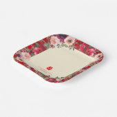 Assiettes En Carton Mariage chinois rouge jardin fleuri double bonheur (Angulaire)