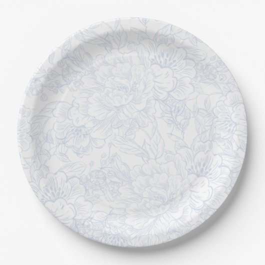 Assiettes En Carton Mariage Chinoiserie Blue Peony (Devant)