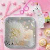 Assiettes En Carton Mariage Chrysanthemum Fleur et bougies (Fête)