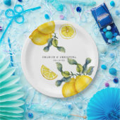 Assiettes En Carton Mariage citron aquarelle (Fête)