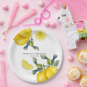 Assiettes En Carton Mariage citron aquarelle (Fête)