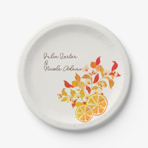 Assiettes En Carton Mariage Citronné Frais Feuillage Citrus