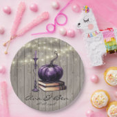 Assiettes En Carton Mariage Citrouille rustique violet en bois (Fête)