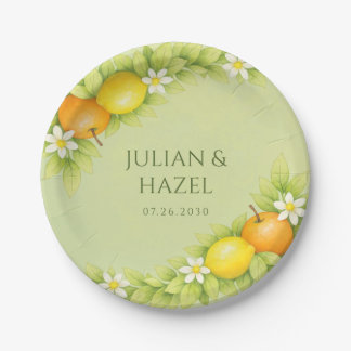 Assiettes En Carton Mariage Citrus Garden Orange & Lemon