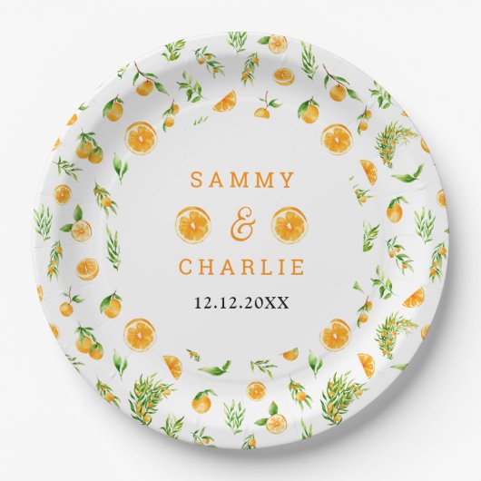 Assiettes En Carton Mariage Citrus Oranges (Devant)