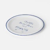 Assiettes En Carton Mariage civil Coquette Nœud Bleu Baby Shower (Angle)