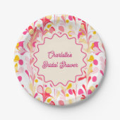 Assiettes En Carton Mariage civil rétro abstrait moderne rose ondulé (Devant)