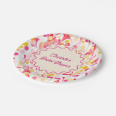 Assiettes En Carton Mariage civil rétro abstrait moderne rose ondulé (Angle)