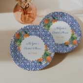 Assiettes En Carton Mariage Classique Oranges Bleu Blanc Positano Douc