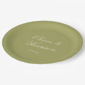 Assiettes En Carton Mariage Classique Vert Olive (Angle)
