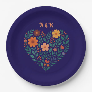 Assiettes En Carton Mariage Cœur Floral