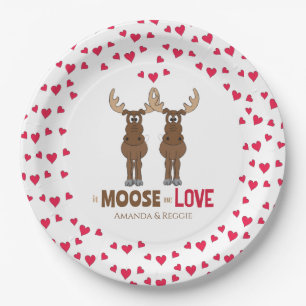 Assiettes En Carton Mariage Cœurs Rouges Mignon Élan Fantaisiste Perso