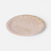 Assiettes En Carton Mariage Confetti rose et or (Angle)