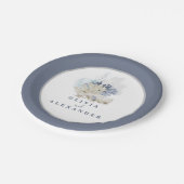 Assiettes En Carton Mariage coquillage bleu plage côtière (Angle)