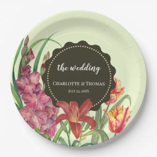 Assiettes En Carton Mariage Couleur Chaude Floral Printemps fleuris pe
