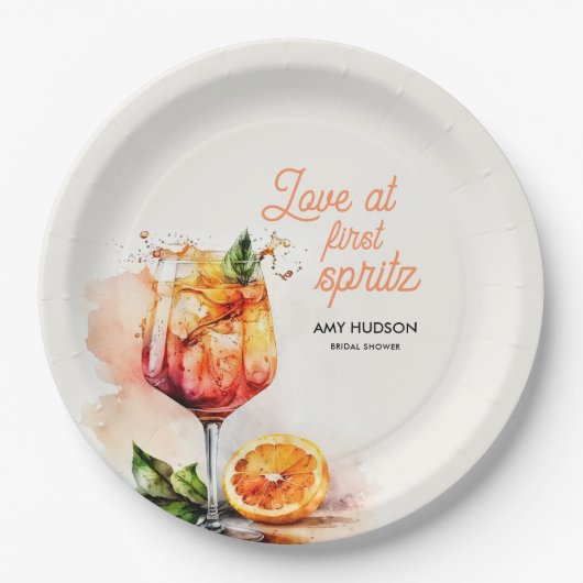 Assiettes En Carton Mariage coup de foudre au Spritz (Devant)