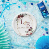 Assiettes En Carton Mariage couple monogramme floral (Fête)