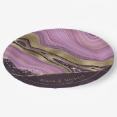 Assiettes En Carton Mariage d'âge Abstrait V2 Mauve ID827 (Angle)