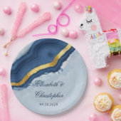 Assiettes En Carton Mariage d'âge bleu et or de la marine Dusty (Fête)