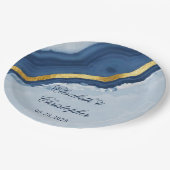 Assiettes En Carton Mariage d'âge bleu et or de la marine Dusty (Angle)