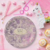 Assiettes En Carton Mariage damassé à l'éphémère lavande (Fête)