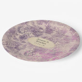 Assiettes En Carton Mariage damassé aux éphémères lavande (Angle)