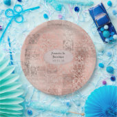 Assiettes En Carton Mariage damassé shabby-chic or rose (Fête)