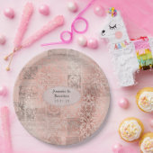 Assiettes En Carton Mariage damassé shabby-chic or rose (Fête)