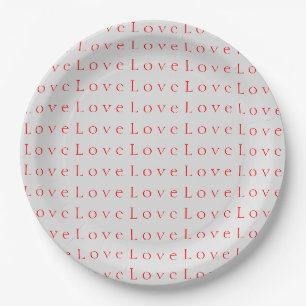 Assiettes En Carton Mariage d'amour rouge unique élégant