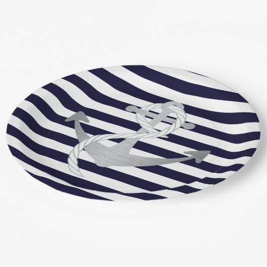 Assiettes En Carton Mariage d'Ancres nautiques Anniversaire ou Plaques (Angle)
