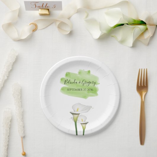 Assiettes En Carton Mariage d'aquarelle blanc Calla Lilies (Mariage)