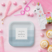 Assiettes En Carton Mariage d'aquarelle bleu (Fête)