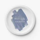 Assiettes En Carton Mariage d'aquarelle bleu foncé (Devant)