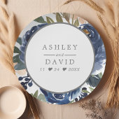 Assiettes En Carton Mariage d'aquarelle bleu marine