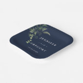 Assiettes En Carton Mariage d'aquarelle botanique bleu marine (Angulaire)