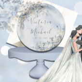 Assiettes En Carton Mariage d'aquarelle couleur bleu-dusty Rose