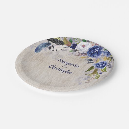 Assiettes En Carton Mariage d'aquarelle de la marine (Angle)