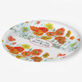 Assiettes En Carton Mariage d'aquarelle de Motif de fleurs rouge orang (Angle)