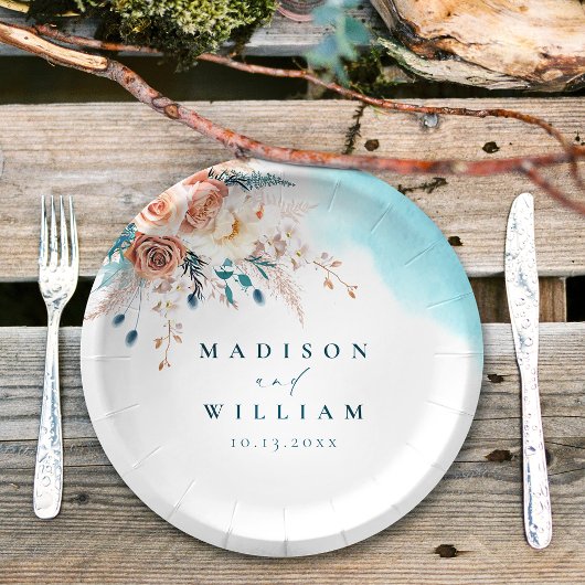 Assiettes En Carton Mariage d'aquarelle de plage