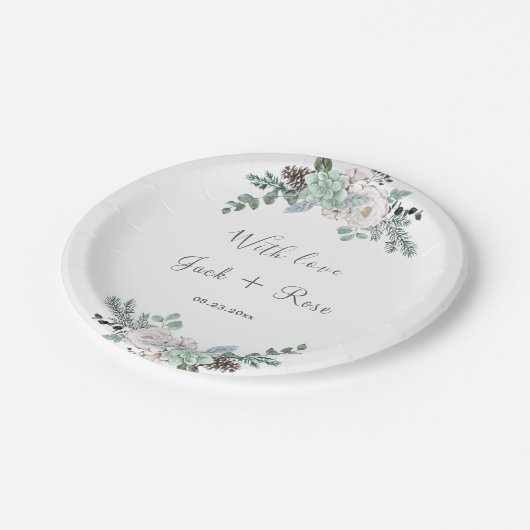 Assiettes En Carton Mariage d'aquarelle d'hiver (Angle)