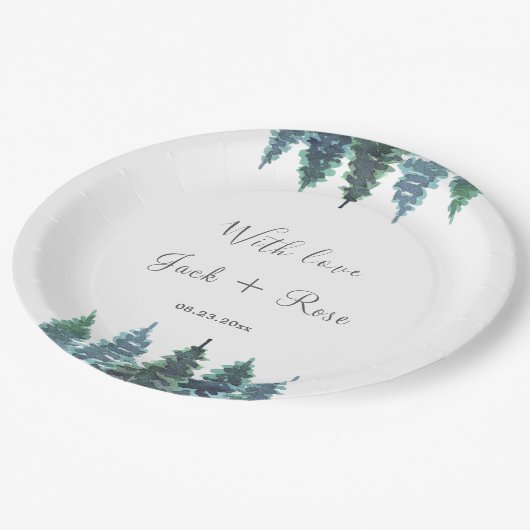 Assiettes En Carton Mariage d'aquarelle d'hiver (Angle)